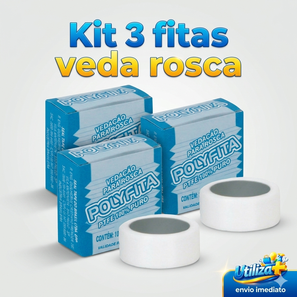 Kit 3 Fitas Veda Rosca PolyFita para Vedação Profissional - Envio Imediato - Marcas Variadas Disponibilidade de Estoque em Oferta na Shopee