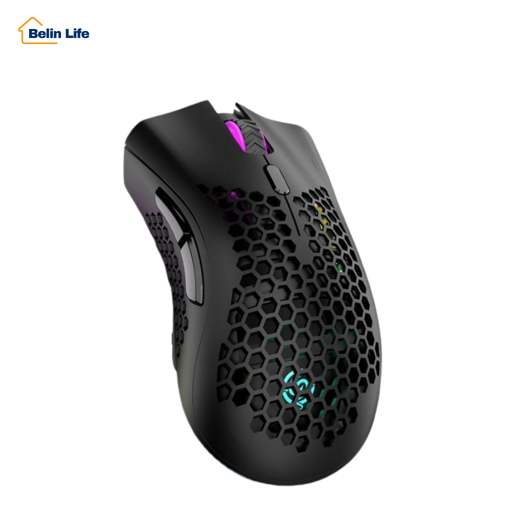 Mouse com fio 2.4G para jogos Mouse recarregável com efeito de luz RGB 3 DPI ajustável Knup