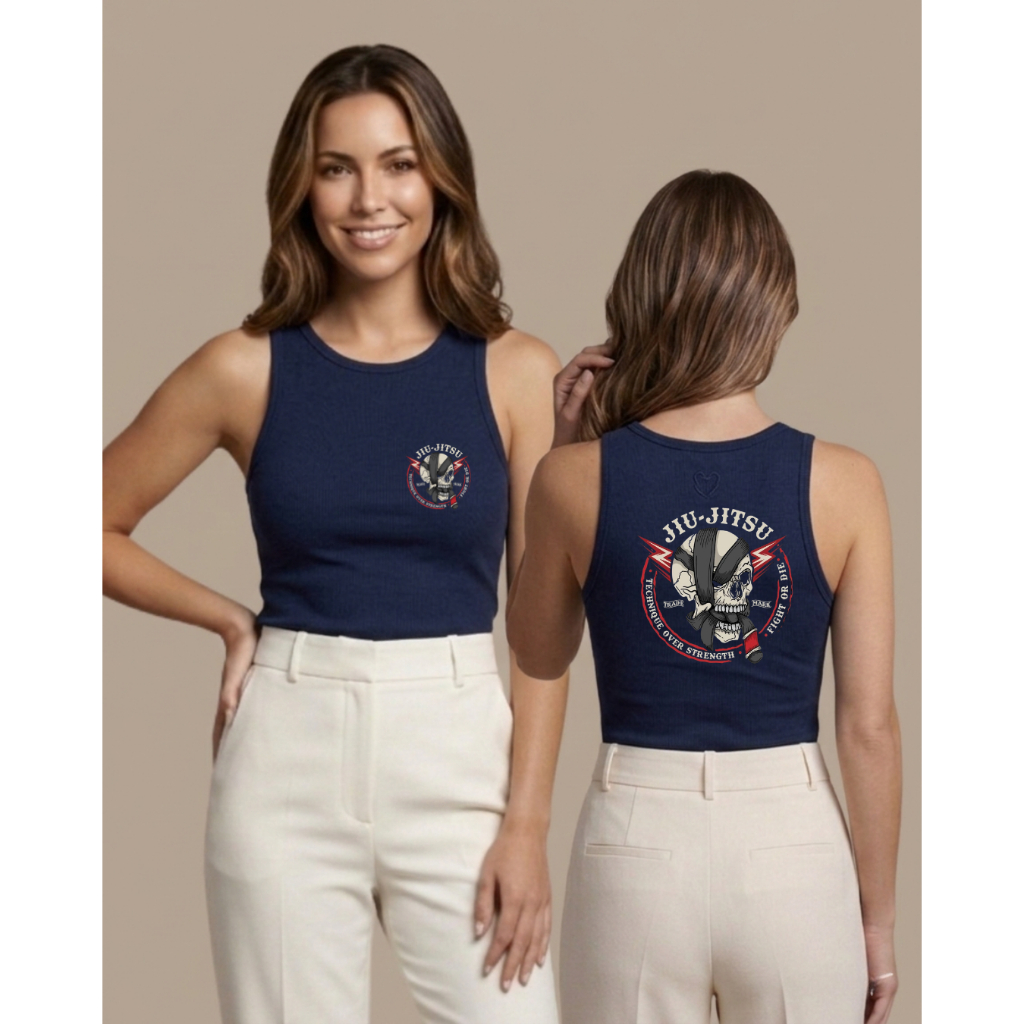 CAMISETA CAVADA REGATA FEMININA PRETA JIU JITSU NAO DESBOTA ALGODAO DELICADA DIA A DIA