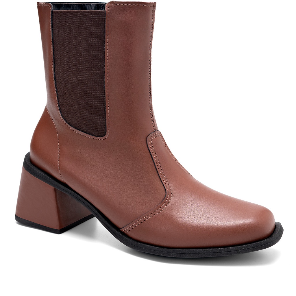 Bota Feminina Lumiss Chelsea Cano Baixo Salto Bloco Médio Bico Quadrado Elástico em Oferta na Shopee