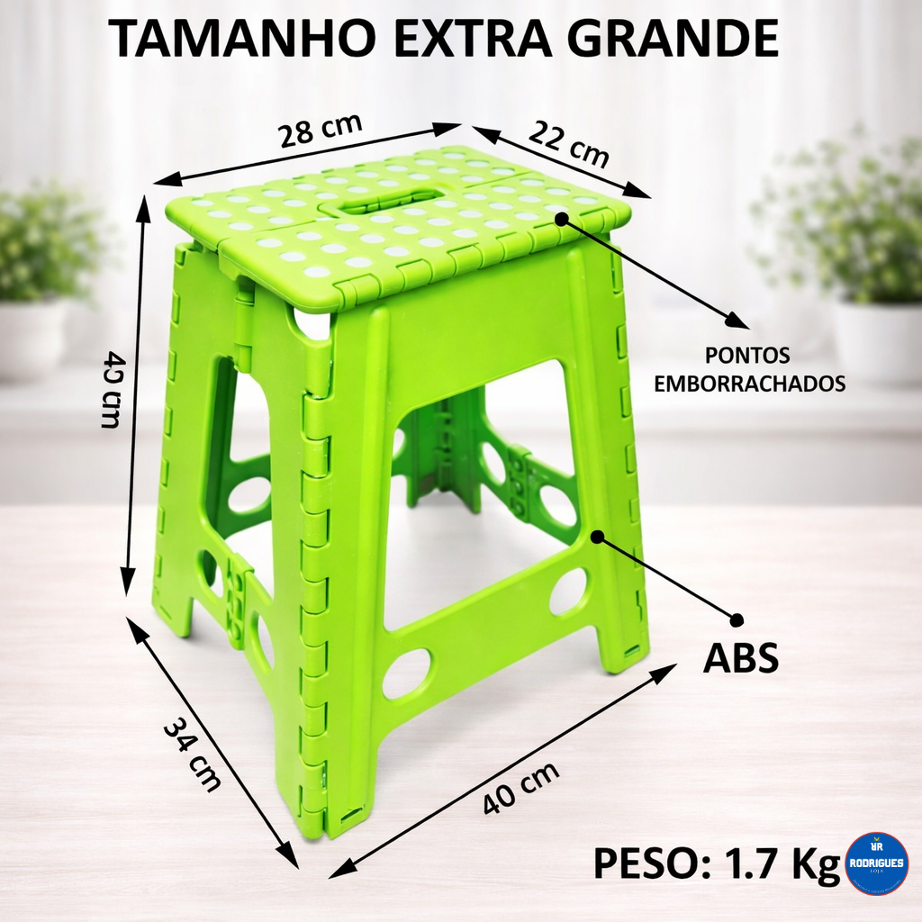 Banquinho Dobrável Banqueta Plástica Adulto 45cm Extra Grande Banco Com Alça em Oferta na Shopee