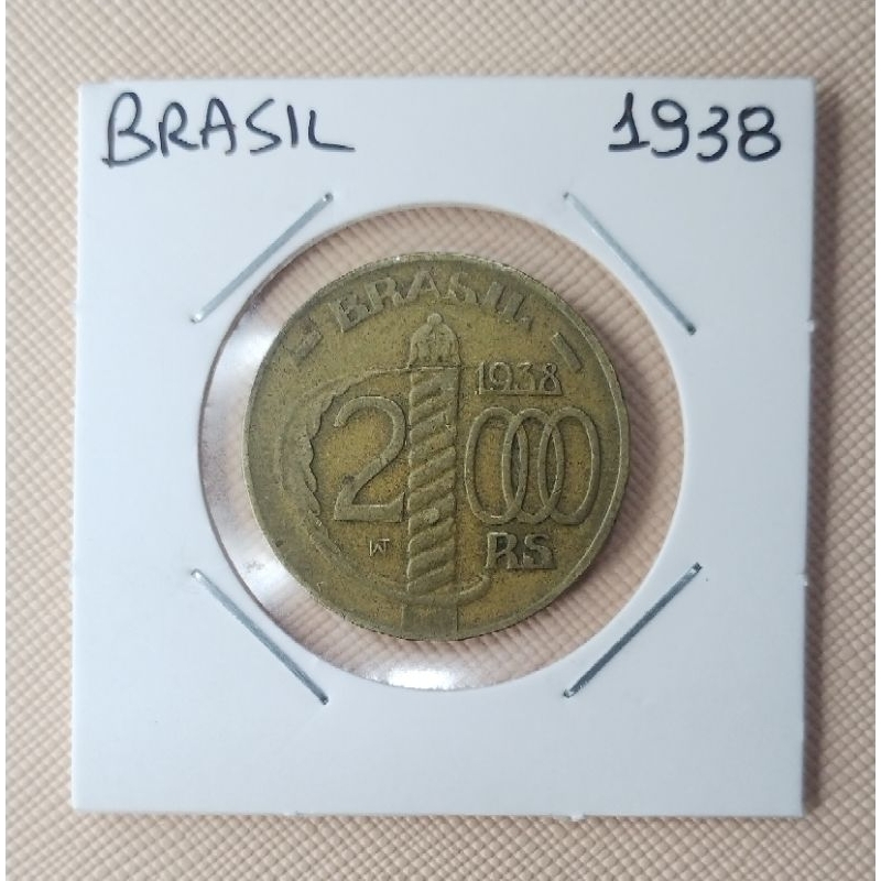 Moeda do Brasil, 2000 Réis, 1938 - Série Brasileiros Ilustres, Duque de Caxias, Bronze-Alumínio
