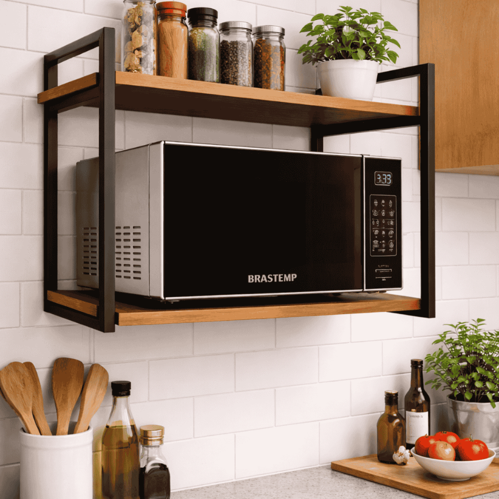 Suporte De Micro-ondas Forno Eletrico air fryer Porta Tempeiros Industrial Multiuso 2 Prateleiras Aço Reforçado