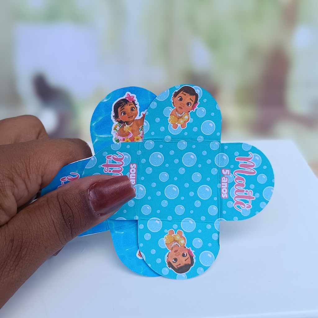 Forminha de Doce Personalizada - 4 Pétalas - Tema Moana Baby Personalizados para Festa - Lembrancinha Infantil