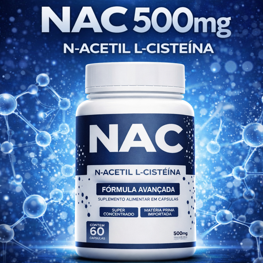 NAC N-Acetil L-Cisteína 500mg | Imunidade, Saúde do Fígado, Antioxidante e Detox – 60 Cápsulas em Oferta na Shopee