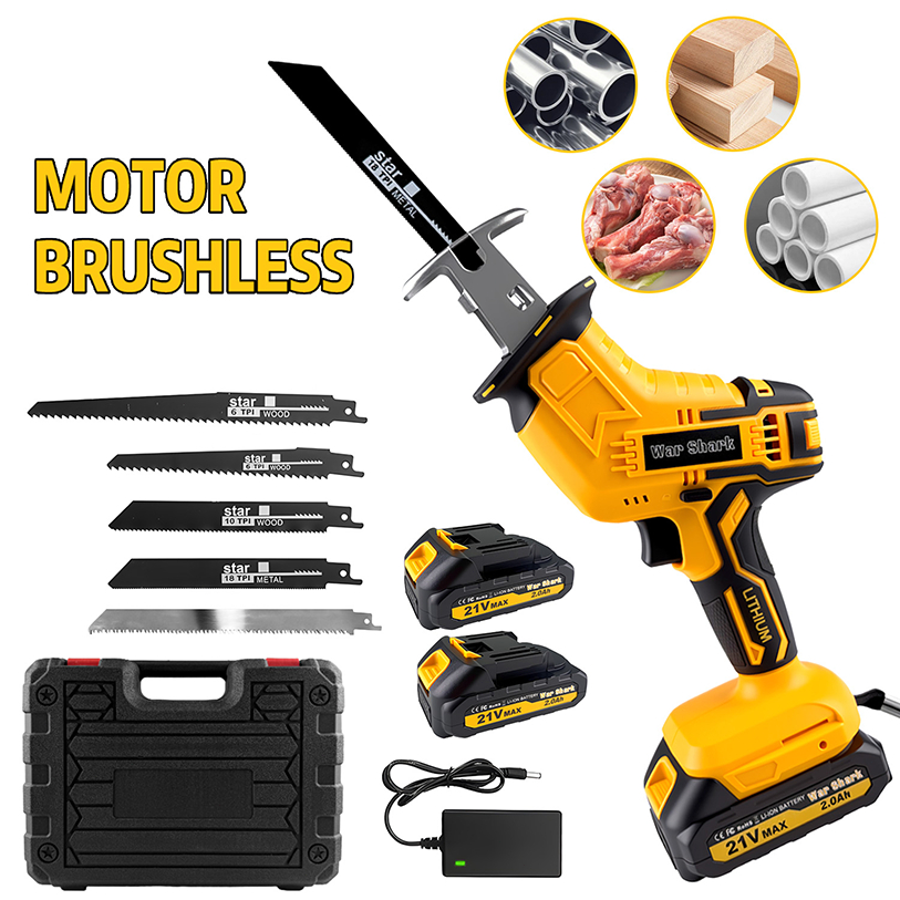 Serra Sabre Elétrica Sem Fio Profissional Brushless Motor 1500w 3200Rpm 2 Bateria De Corte Fácil Para Carne E Ossos em Oferta na Shopee