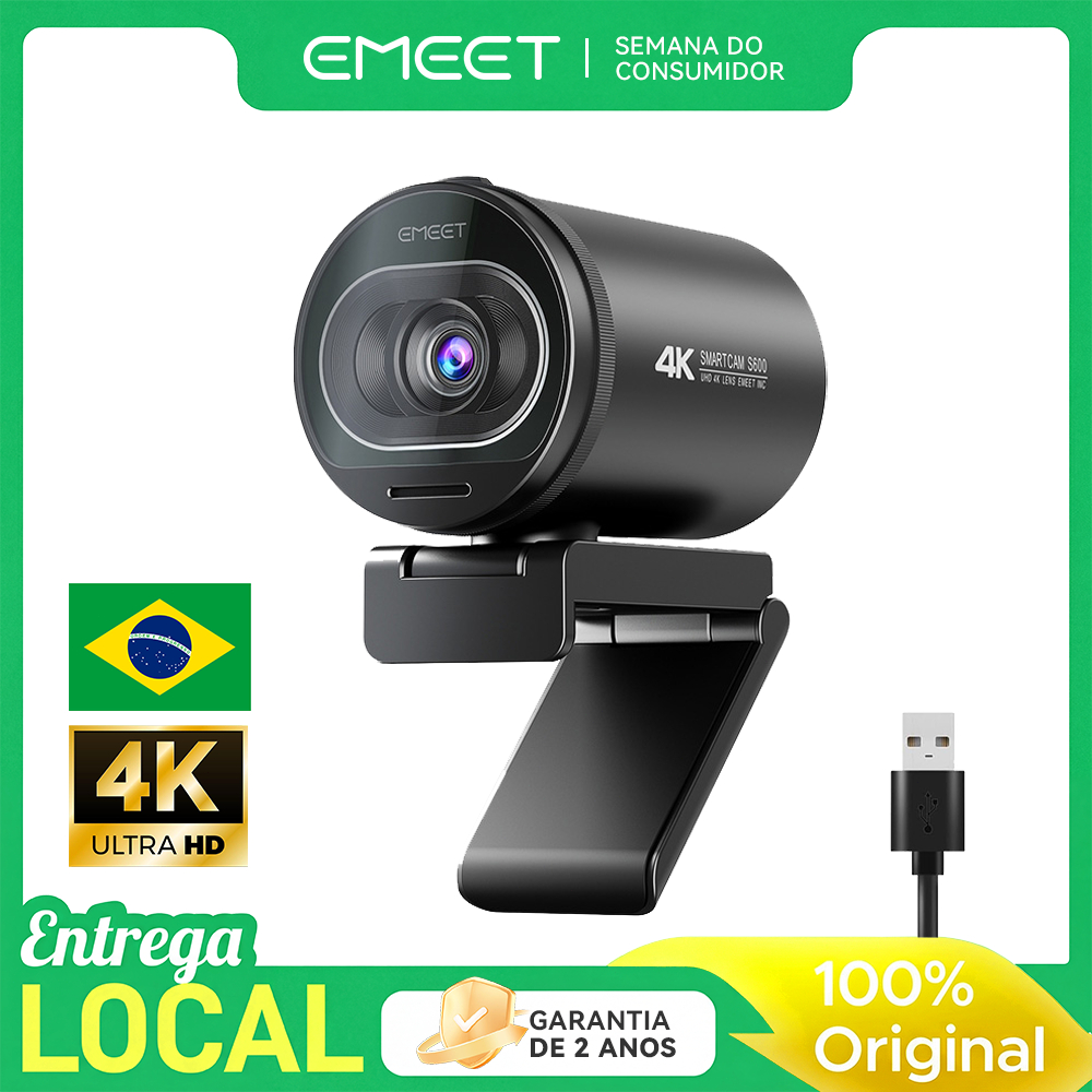 Emeet S600 4k 30Fps Webcam Autofoco Com Microfone 1080P 60Fps Camera Para Pc