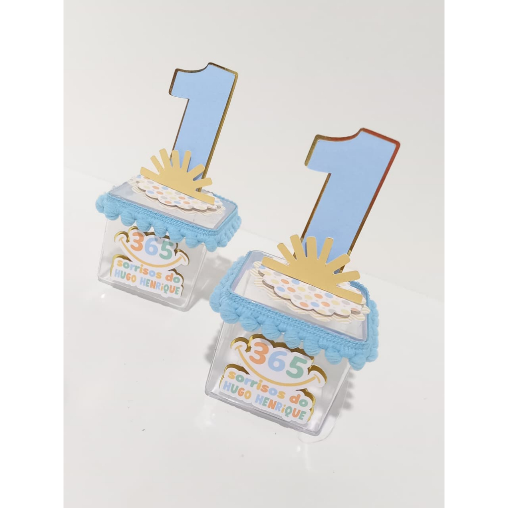 Caixinha Acrílica e Apliques 3d-365 Sorrisos-Personalizado com nome e idade-Festa-Lembrancinhas-Caixa