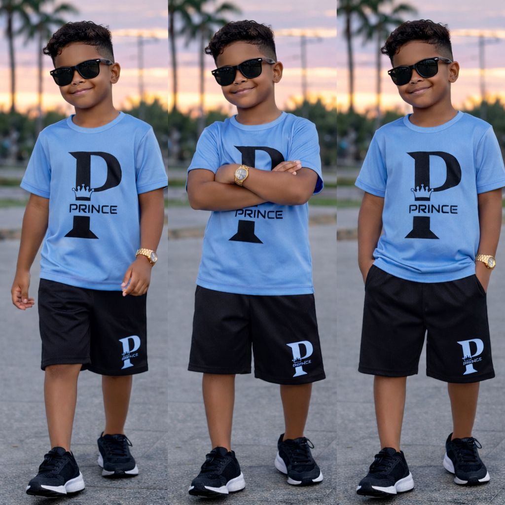 Conjunto Infantil Menino Dry Fit Camisa+Bermuda Confortável E Estiloso Look Blogueirinho Verão