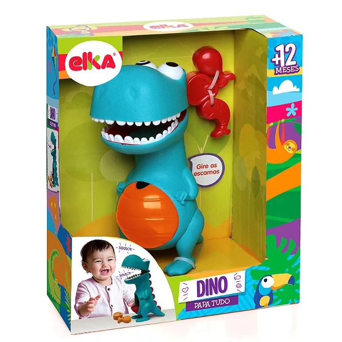 Boneco Baby Interativo Dino Papa Tudo 26cm Com Olhos Giratórios - Elka
