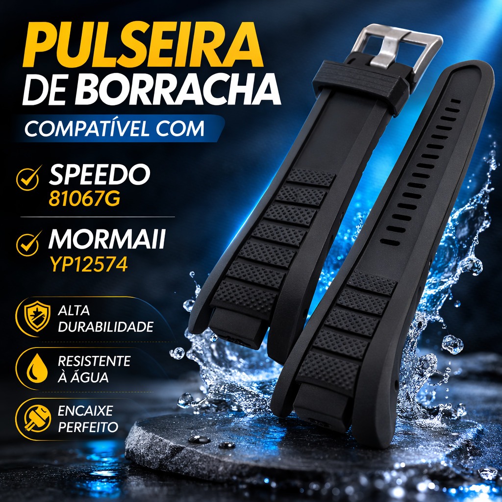 Pulseira Relógio de Borracha Compatível Com Speedo 81067g e Mormaii YP12574