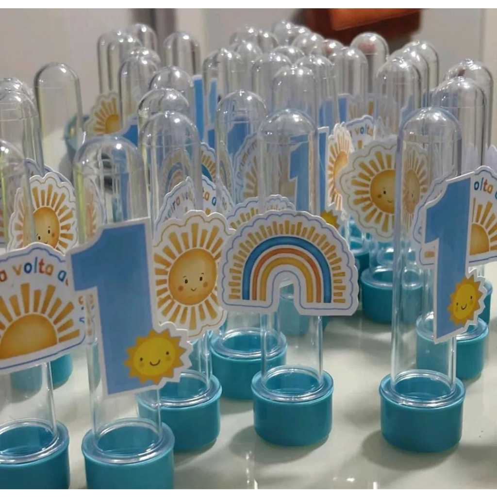 40 Tags Apliques para Tubetes 13cm Personalizados Aniversário Festa Primeira Volta ao Sol — imagem 2 de 2