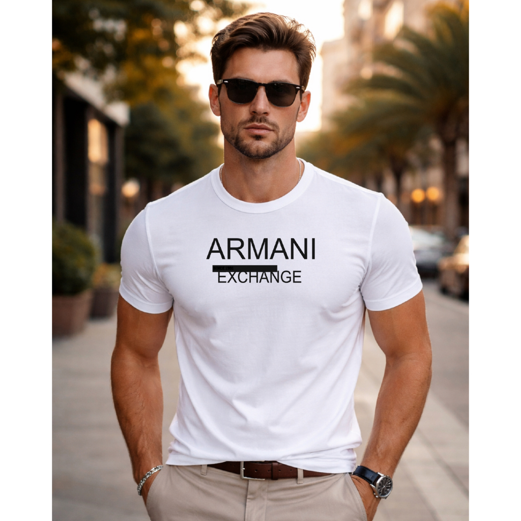 Camiseta AX Arman Masculina Fio 30.1 100% Algodão Estampa (Coleção Nova) Promoção
