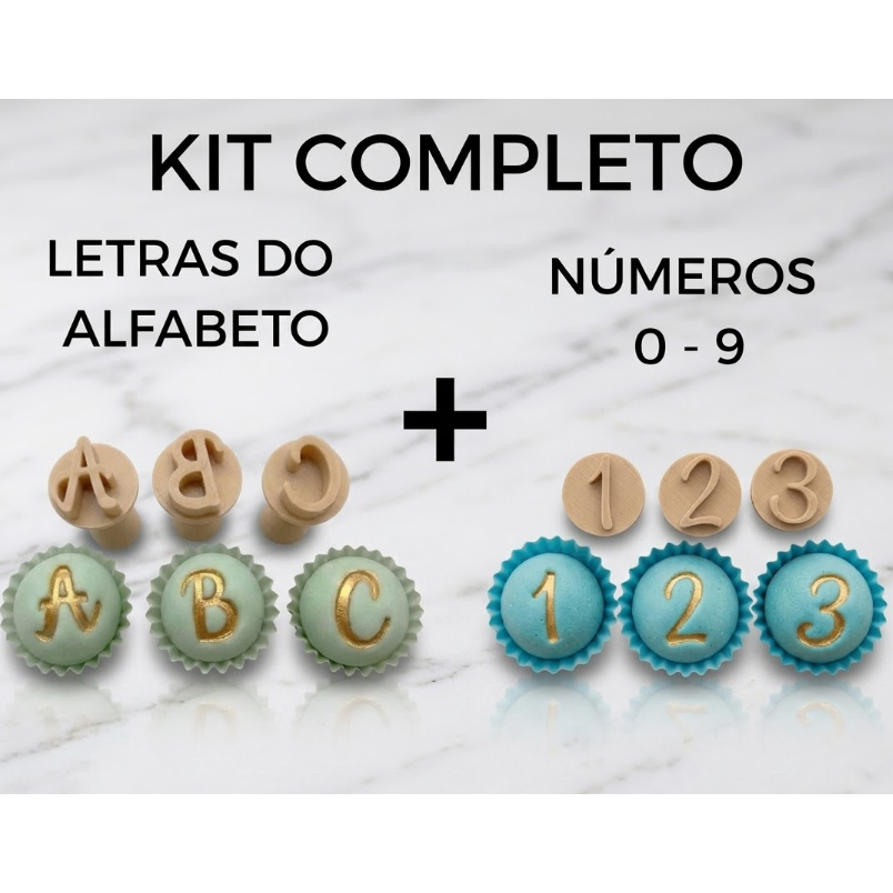 26 Letras do Alfabeto + Números 0 - 9 Carimbo Para Brigadeiro e Docinhos em Oferta na Shopee