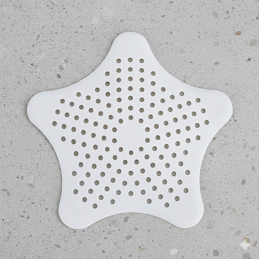 Ralo Protetor De Pia Emborrachado Tampa 14,5cm X 14cm Fixação Por Ventosa Cozinha Banheiro Estrela Multiuso