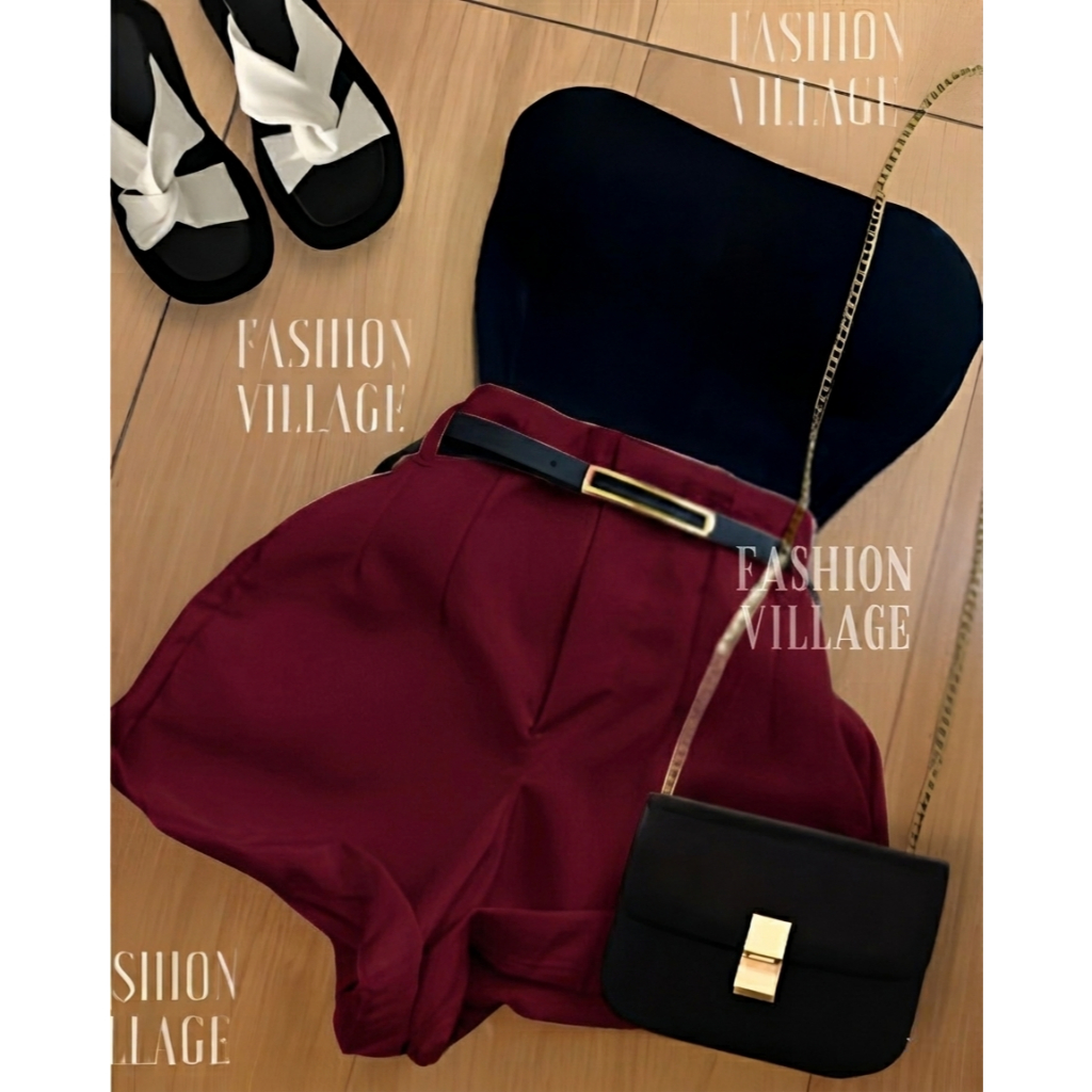 Conjunto2 Um CROPPED ELIETE +Short Alfaiataria com Cinto FIN Moda Blogueira verão 2026