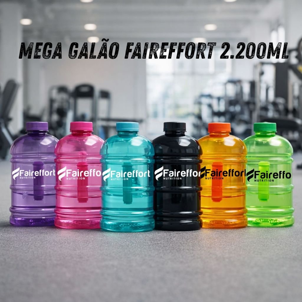 Galão Garrafa Grande Academia 2200ml com alça - Faireffort Nutrition
