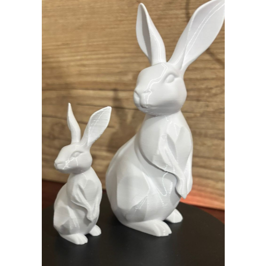 Kit 2 Conjunto Esculturas Coelhos  com Design Geométrico Moderno para Decoração de Páscoa  cesta