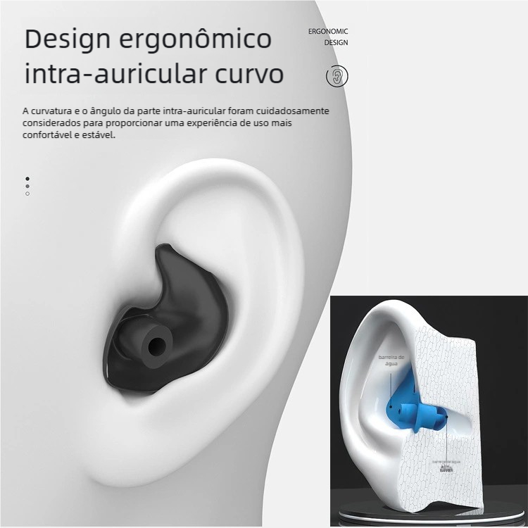 Imagem Protetor de Ouvido para Natação - Silicone Flexível, Tampão Auricular para Adulto e Infantil