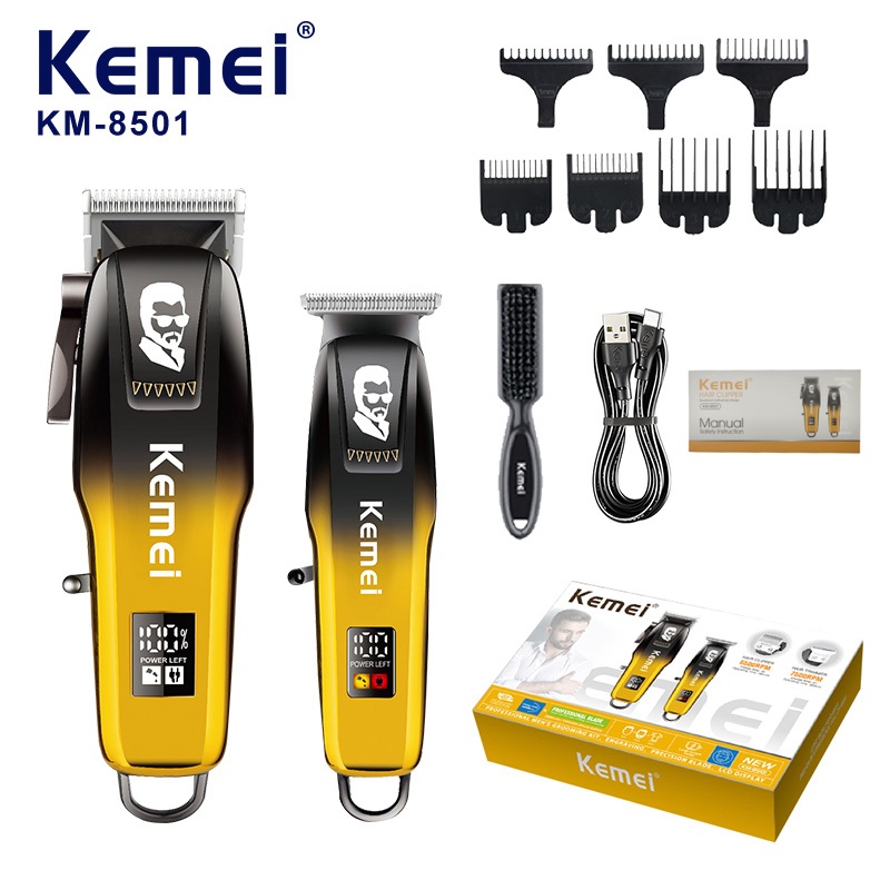 Kit Kemei Completo de Máquinas de Corte e Acabamento Desempenho Profissional e Recarregável KM-8501 em Oferta na Shopee