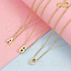 TB Feminino Aço inoxidável Colar Letra Inicial A-W Dourado Feminino Colar Personalizado Minimalista