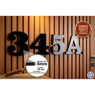 Kit Número Residencial ACM Black Piano 10cm - 2 a 6 Números ENVIO IMEDIATO em Oferta na Shopee