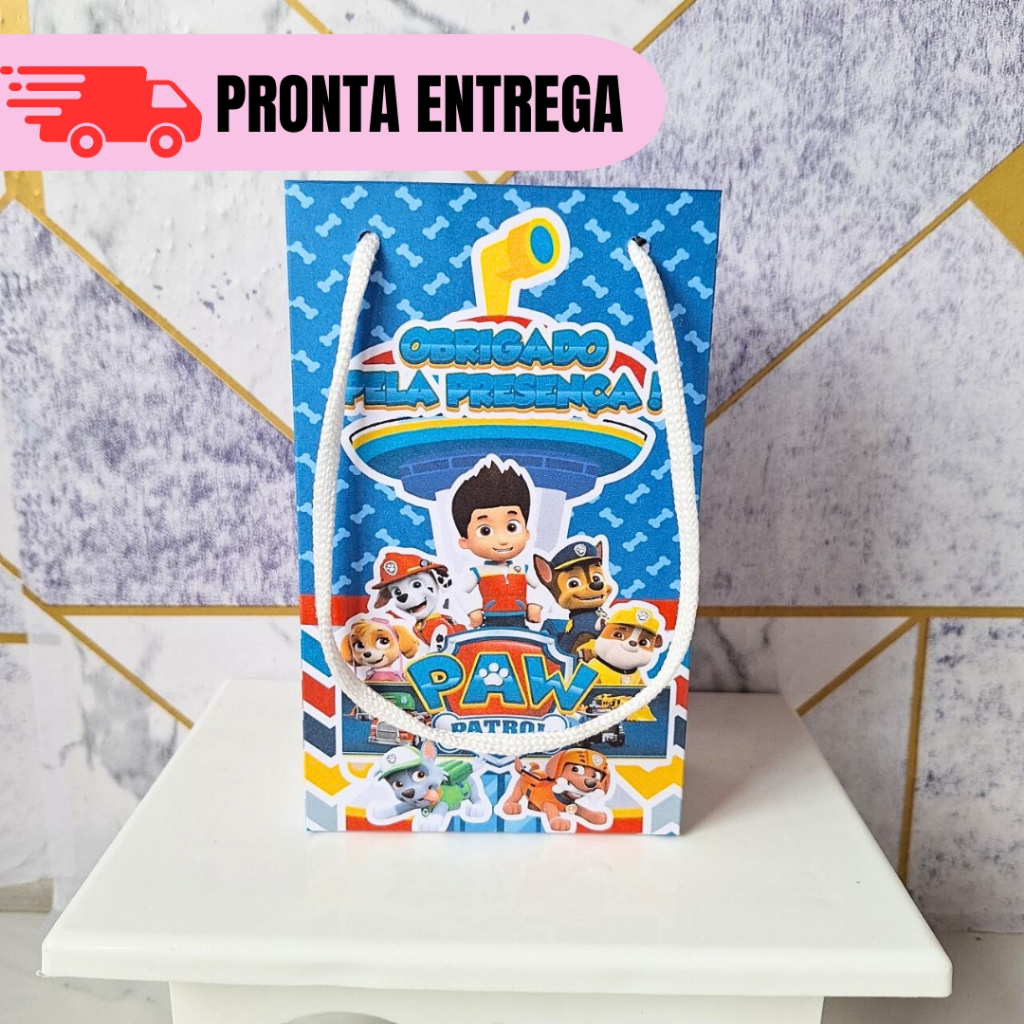 Kit 10 a 30 Sacolinhas Surpresa Personalizada Patrulha Canina Lembrancinhas Festa Infantil Aniversário PEGUE E MONTE