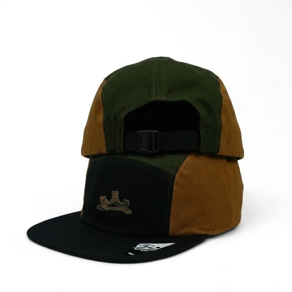 Boné Five Panel 5 Panel TomHill Verde Militar Marrom e Preto Streetwear Premium - Top