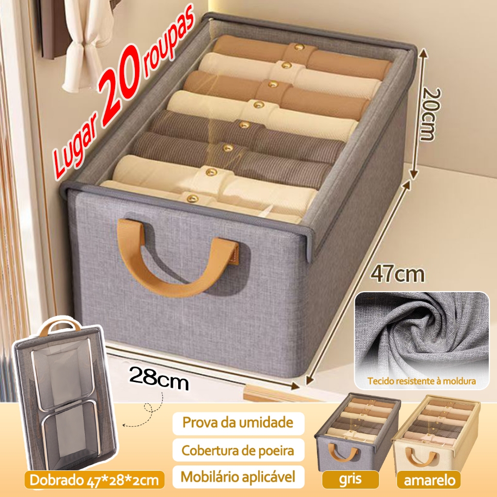 kit 1/2/3 Caixa Organizadora Dobrável Multiuso Com Tampa Feita em TNT Resistente E Ecológico 47*28*20cm em Oferta na Shopee