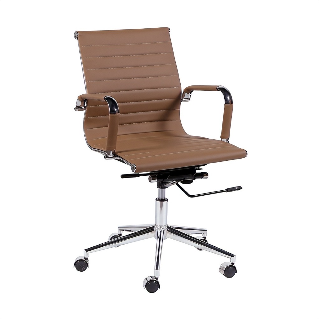 Cadeira Diretor Encosto Baixo Esteirinha Ergonômica Giratória Couro Sintético Escritório Home Office