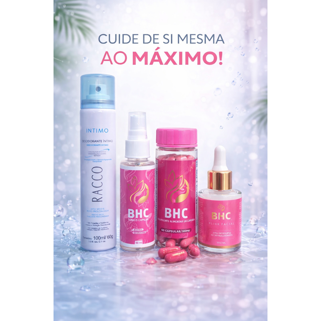 Kit Beleza Completa BHC + Racco Cabelo Forte Pele Renovada Cuidado Íntimo
