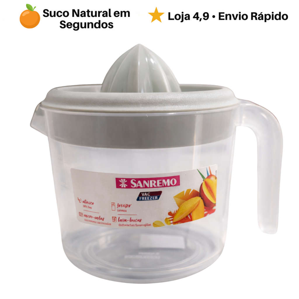 Espremedor de Laranja Manual Sanremo 1L – Livre de BPA | Suco Natural Sem Energia