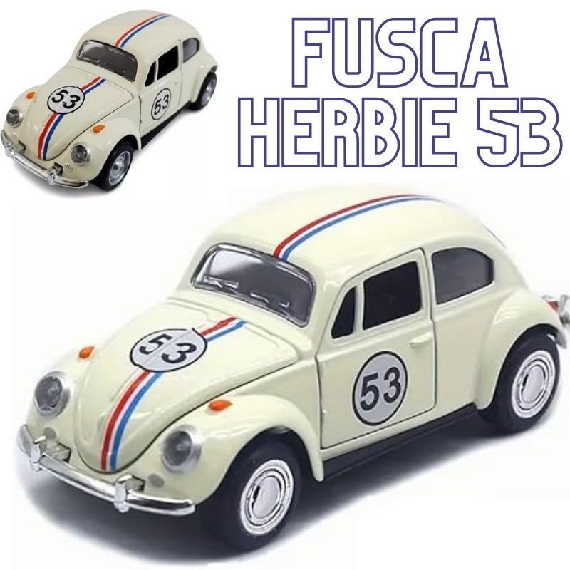 Brinquedo Fusca Herbie 53 Coleção Miniatura Ferro Abre Porta Capô Pneu Borracha Fricção