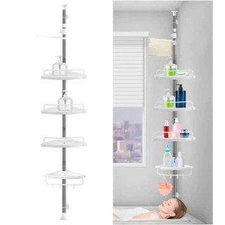 Prateleira de Canto Telescópica Banheiro Resistente à Umidade Ajustável 4 Bandejas em Oferta na Shopee