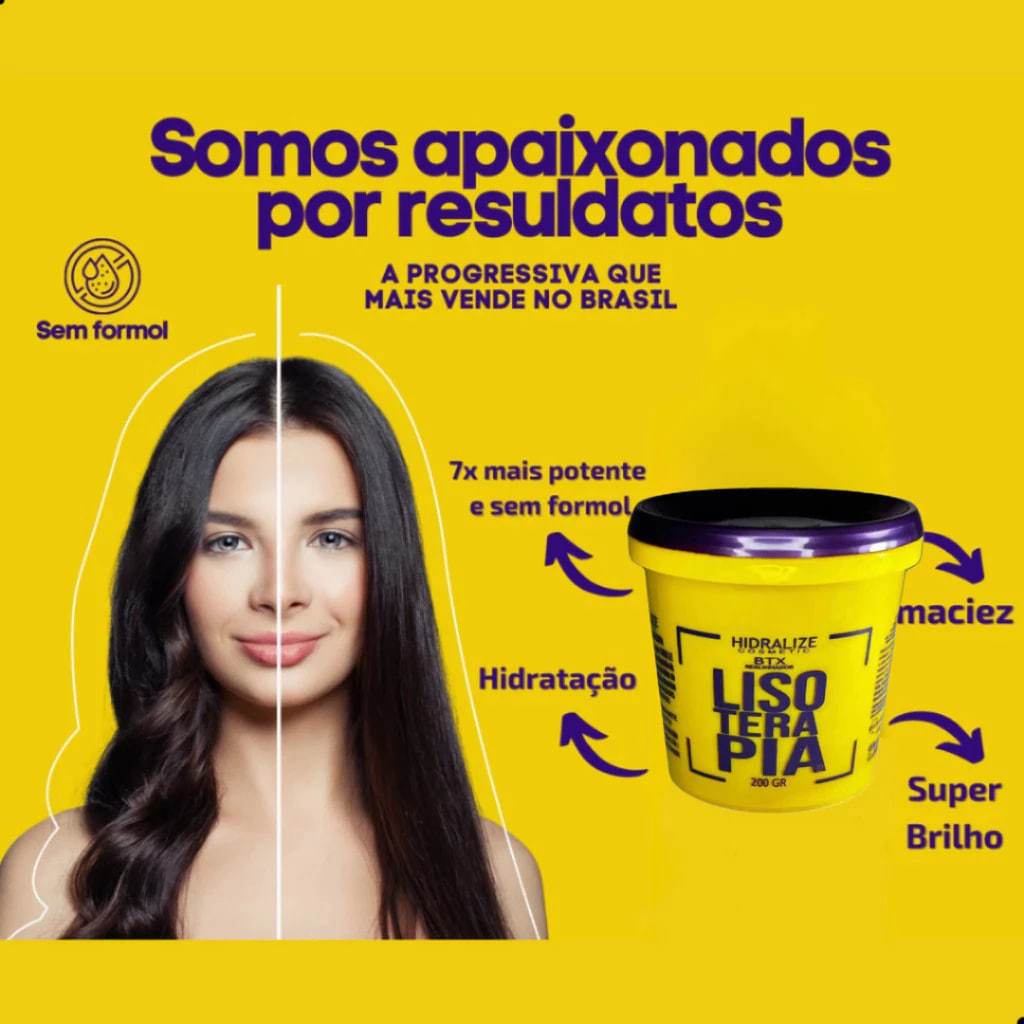 ESCOVA PROGRESSIVA HIDRALISE BTX BOTOX 400G SEM FORMOL LISOTERAPIA LISO