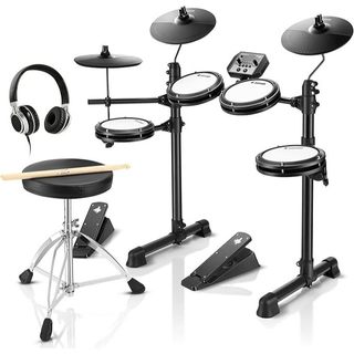 Bateria Eletrônica Donner DED-80 com 4 Pads Mesh Silenciosa + de 180 Sons 2 Pedais Banco Fone Bivolt