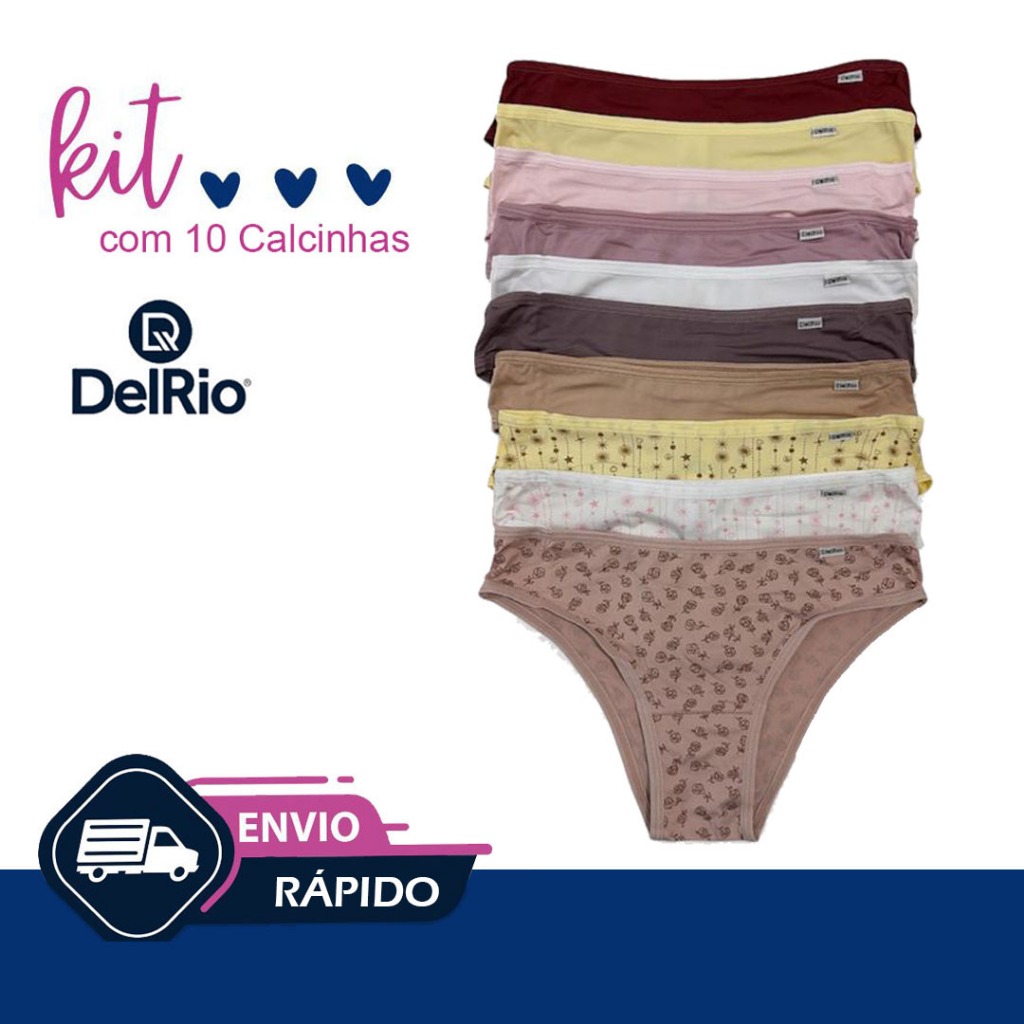 Kit 10 Calcinhas Biquíni Microfibra DelRio