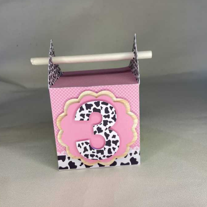 Caixa Canudo no tema Fazendinha Rosa com 10/20/30 unidades - caixinha personalizada – lembrancinha personalizada