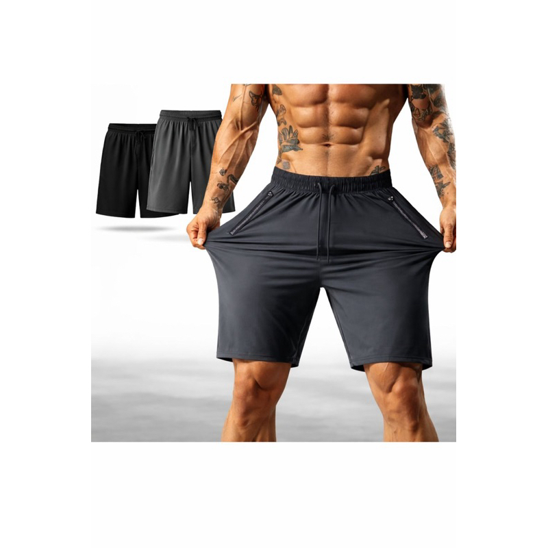 Kit 1/2 shorts Bermuda Masculino Dry Fit Esporte Academia Corrida Praia Passeio 2 Bolsos Ziper Secagem Rapida