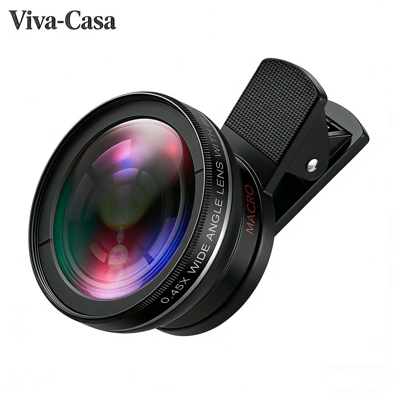 Lente Para Celular Macro E Grande Angular 2 Em 1 Universal Com Clipe