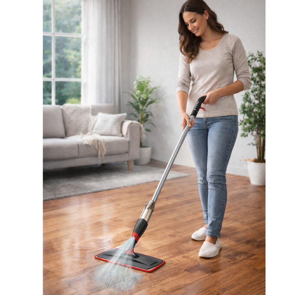 Mop Spray Com Reservatório Original Powermaid Cabo Inox Rodo Vassoura Mágica Limpeza Prática Microfibra Tira Poeira Piso