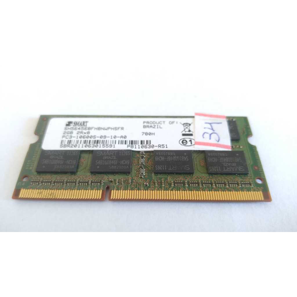 memoria notebook ddr3 2GB pc3-10600s 2R-x8 Smart
