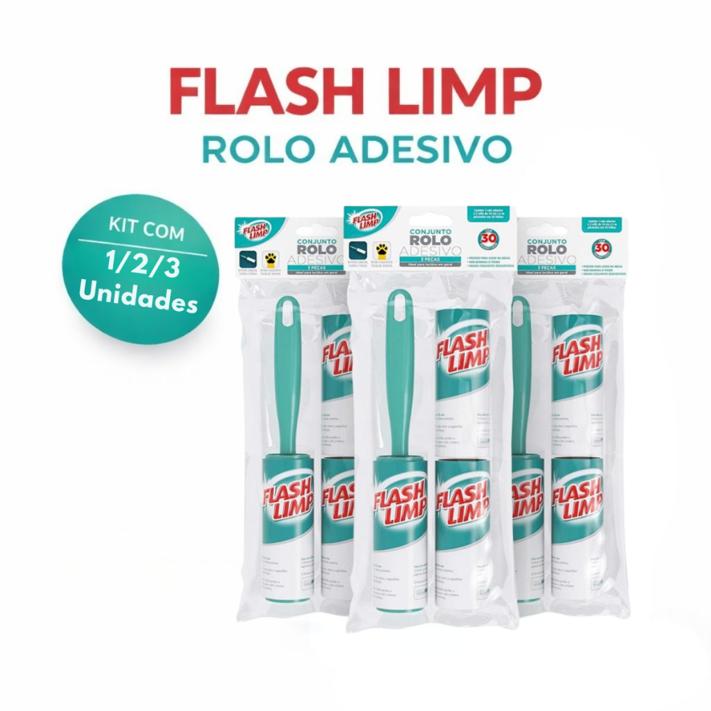 Conjunto Rolo Adesivo E 2 Refis Kit 1/2/3 Unidades CST0085 Flash Limp em Oferta na Shopee