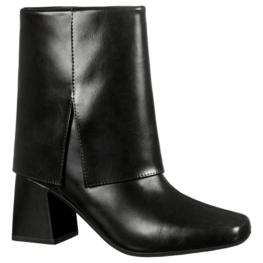 Bota Feminina Capa Cano Curto Recorte Lateral Bico Quadrado Salto Bloco Médio Zíper Helsa GiGiL