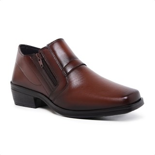 Bota Social Masculina Marrom Elegante Zíper – Sapato Social Masculino Confortável Casual Trabalho
