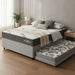 Cama Box com Colchão de Espuma D33 Ortobom Airtech 100 + Auxiliar de Molas Unique Solteiro 88cm
