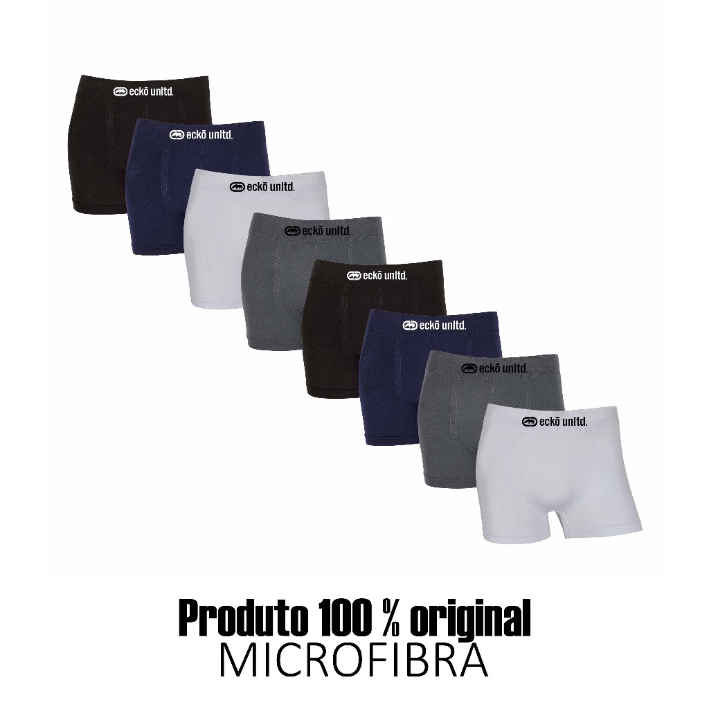 Kit 4 ou 8 cuecas boxer Ecko Sem Costura em Microfibra