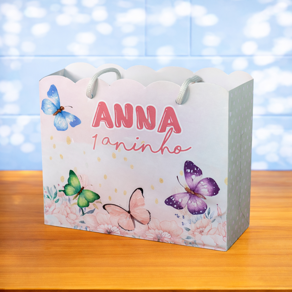KIT 10 A 40 SACOLINHAS PERSONALIZADAS TEMA BORBOLETAS ANIVERSÁRIO LEMBRANCINHA | PEGUE E MONTE