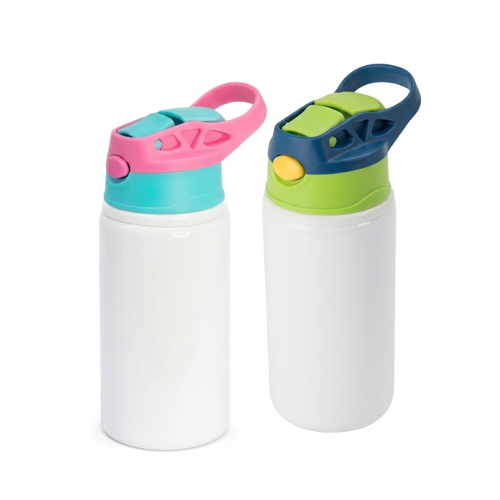 Kit 8 Garrafa Squeezes de Alumínio 500ml para Sublimação com Tampa Colorida e Bico de Silicone – Garrafa Personalizável