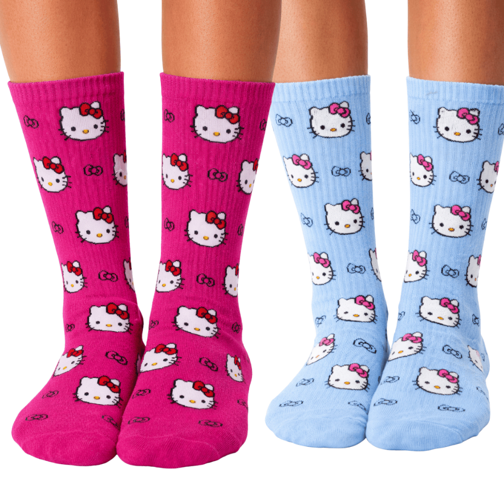 Meia Divertida Cano Alto Algodão Estampa Personagem Hello Kitty Casual Academia Corrida Bike Cross em Oferta na Shopee